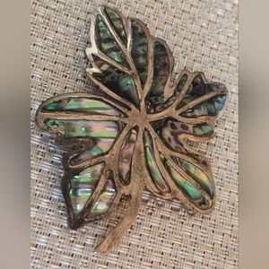 3 1/2" Abalone Pin Marked MR Mexico Sterling Silver